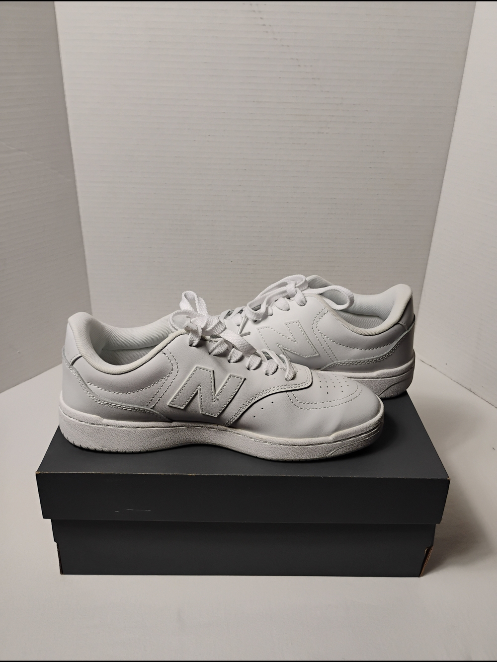 New Balance White Leather Low-Top Sneakers